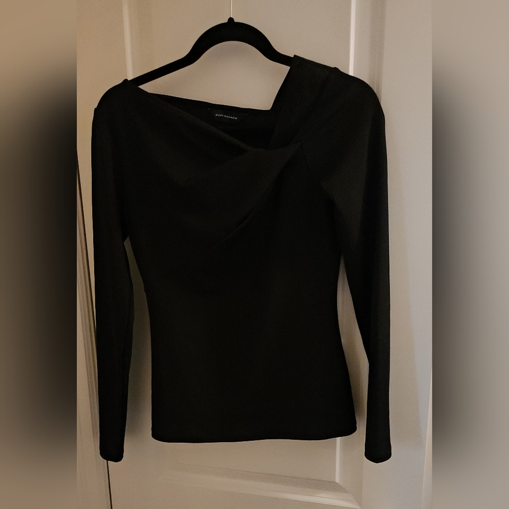 Club Monaco Asymmetrical Neckline, Long Sleeve Top